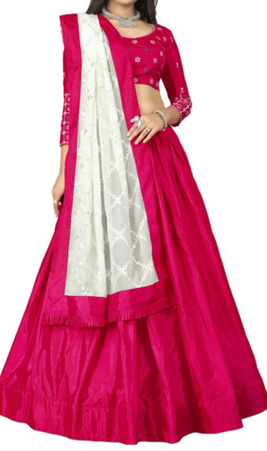 Magenta Silky Silk Lehenga