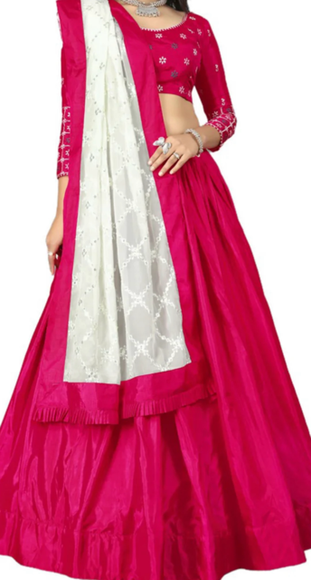 Magenta Silky Silk Lehenga