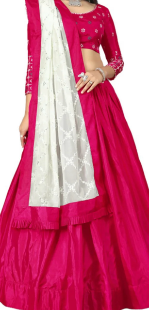 Magenta Silky Silk Lehenga