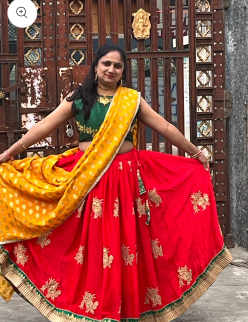 Red Lali Crepe Silk Lehenga