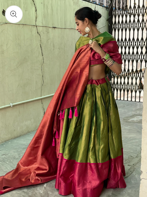 Green Pali Silk Lehenga