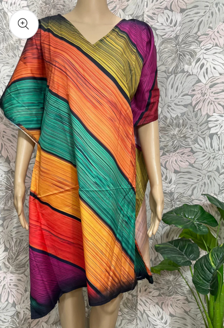 Orange Green Kurti Digital Print Kaftan