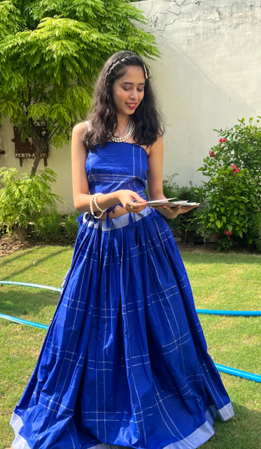 Royal Blue Silk Skirt