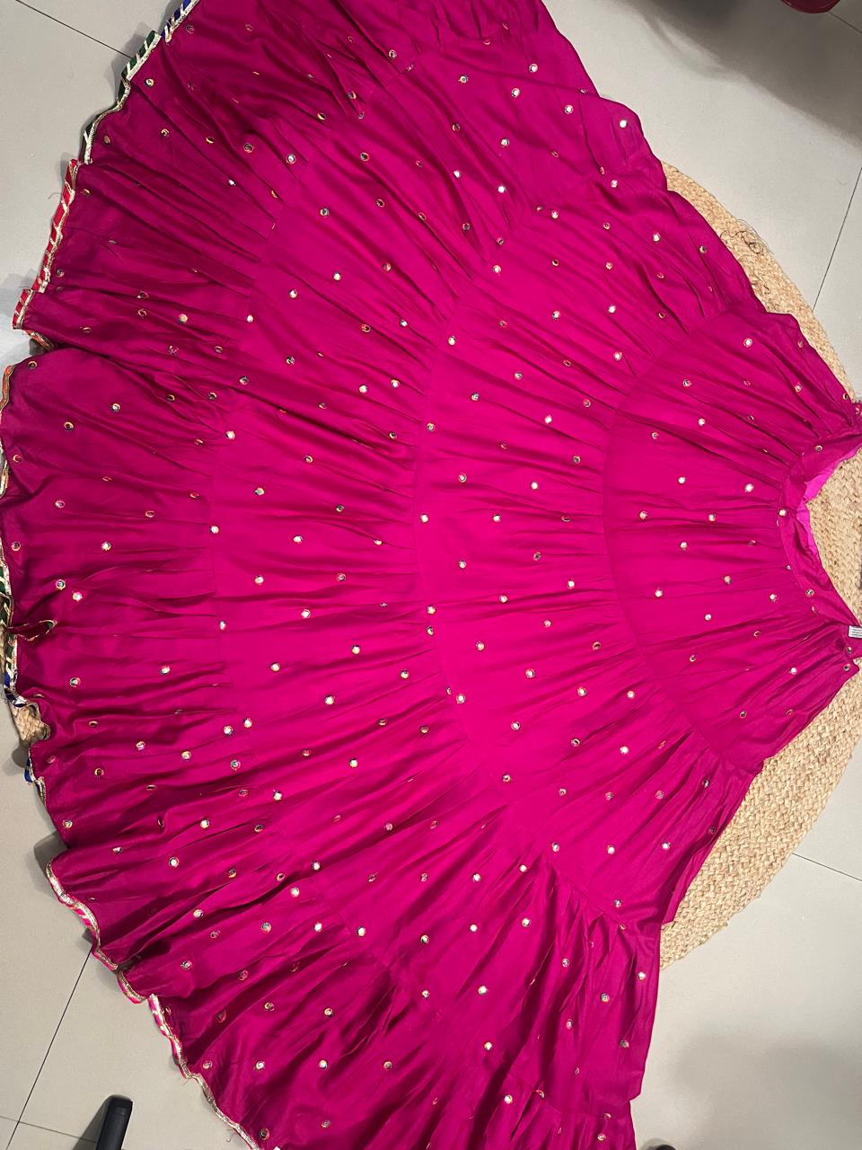 Flared Fuchsia Mohini Rayon Skirt Set