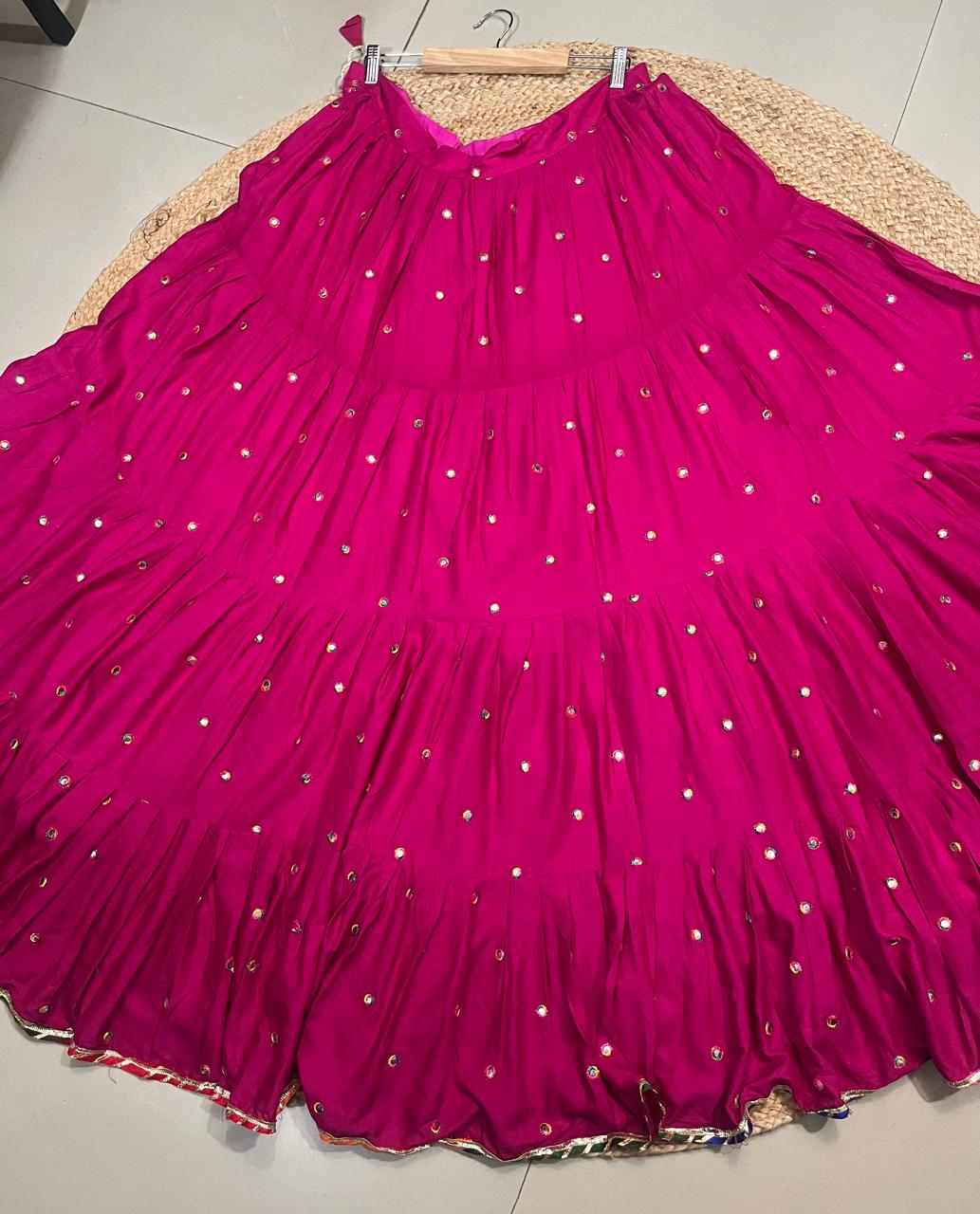Flared Fuchsia Mohini Rayon Skirt Set