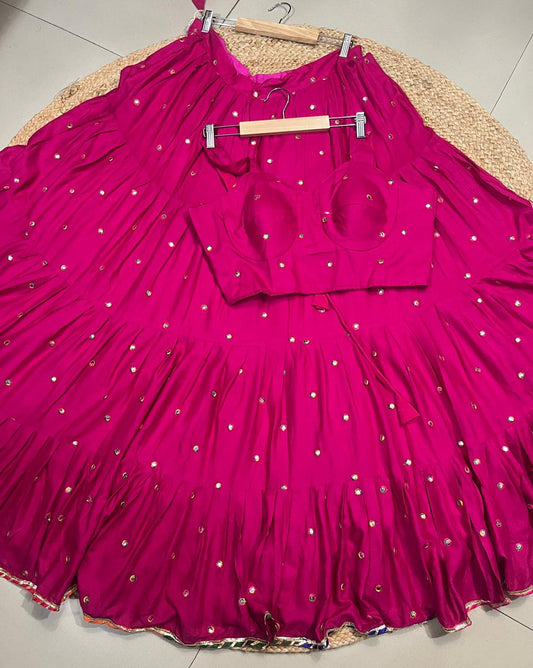 Flared Fuchsia Mohini Rayon Skirt Set