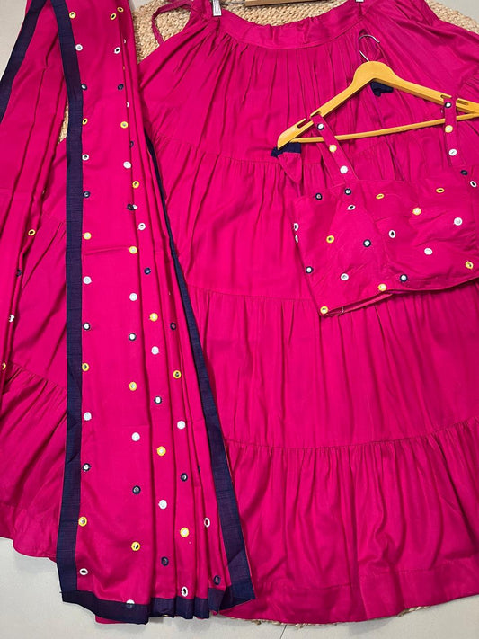 Fuchsia Rayon Pallavi Festive Lehenga Choli