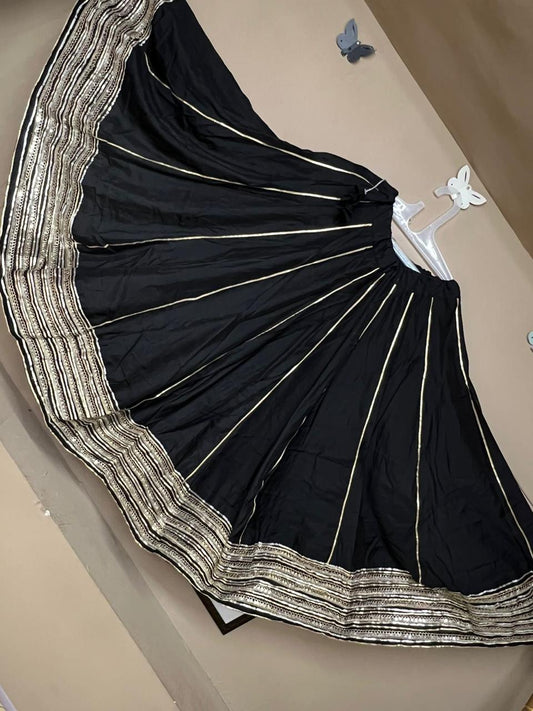 Garba Black Chandrakala Roman Silk Skirt