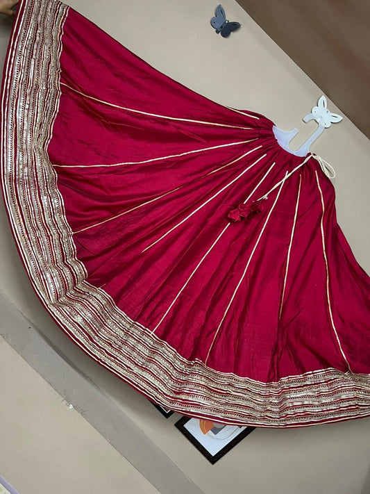Garba Red Chandrakala Roman Silk Skirt