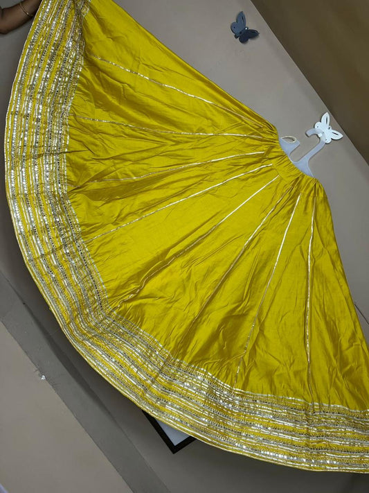 Garba Yellow Chandrakala Roman Silk Skirt