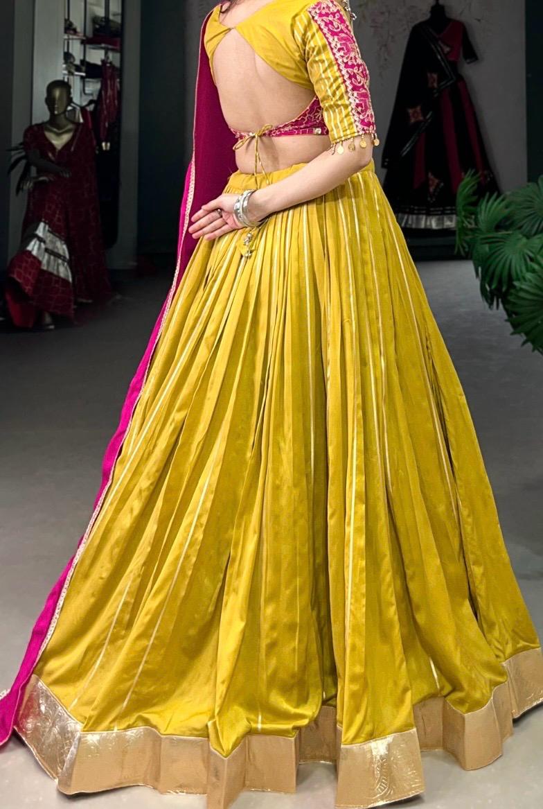 Chanderi Yavnika Yellow Lehenga Choli