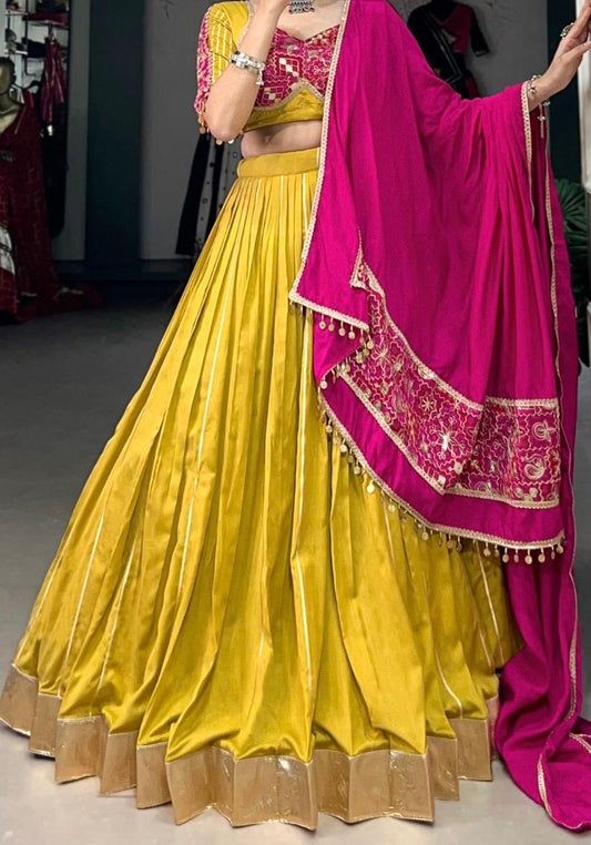 Chanderi Yavnika Yellow Lehenga Choli