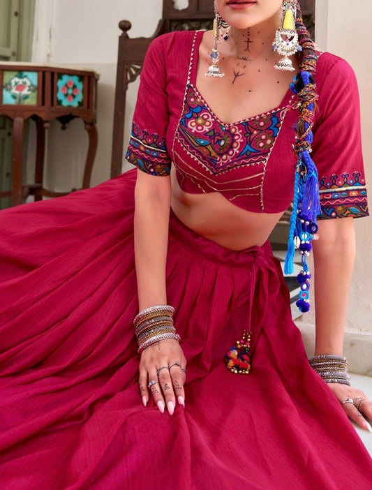 Tussar Silk Tarisha Fuchsia Pink Festive Lehenga Choli