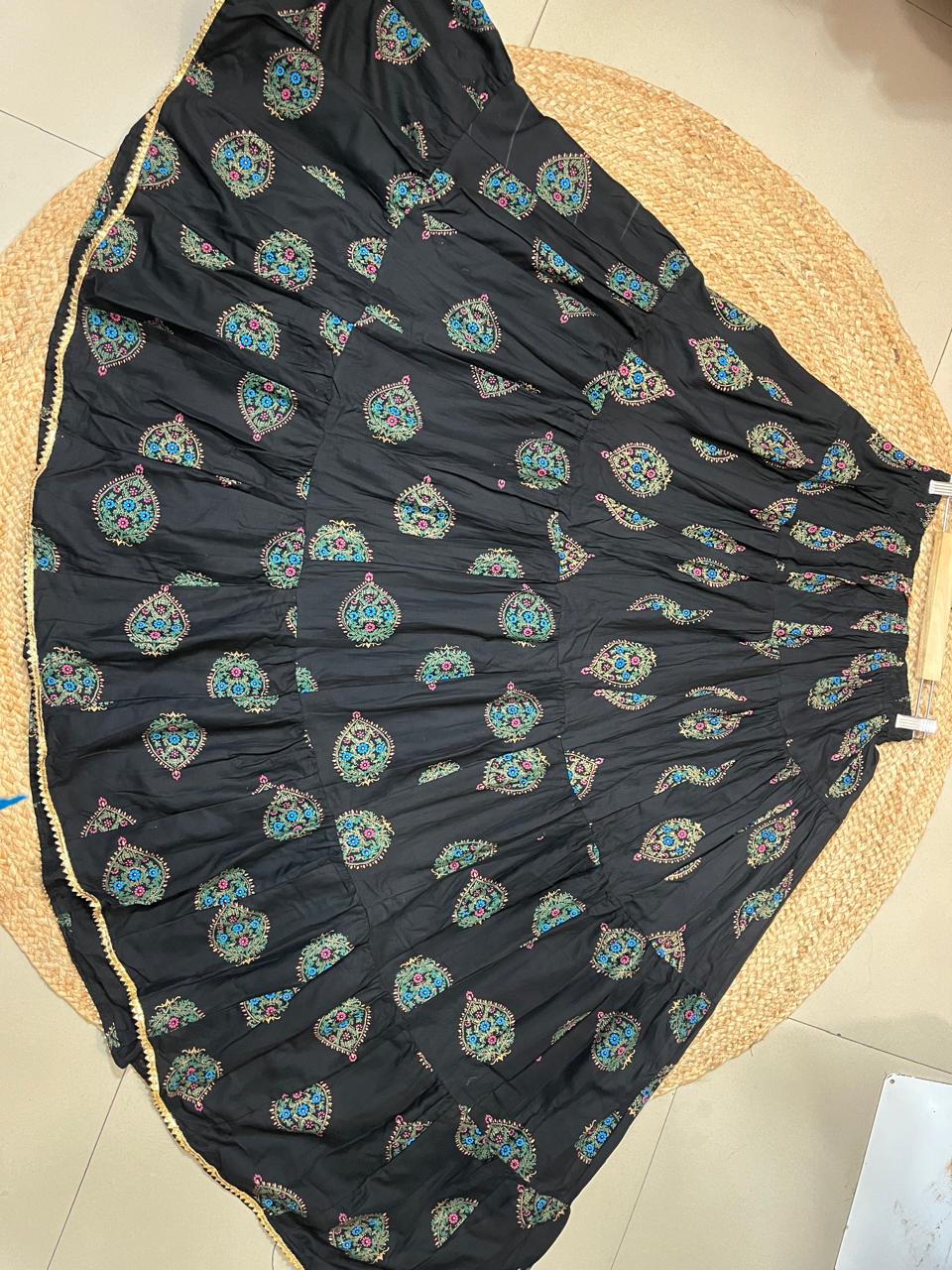 Tiered Cotton Black Beauty Indian Skirt