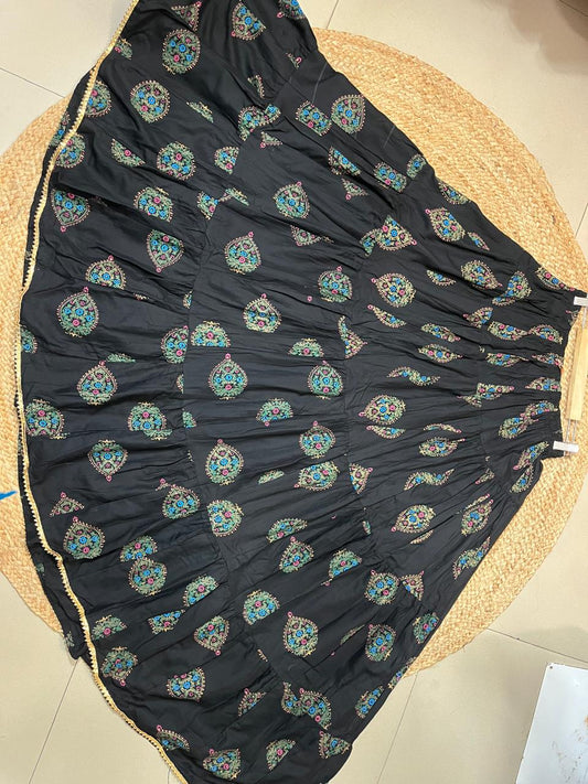 Tiered Cotton Black Beauty Indian Skirt