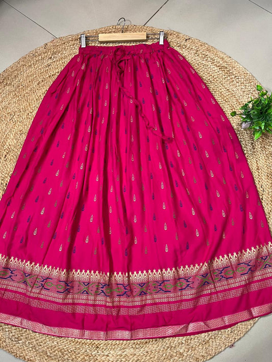 Rayon Fuchsia Purnima Indian Skirt