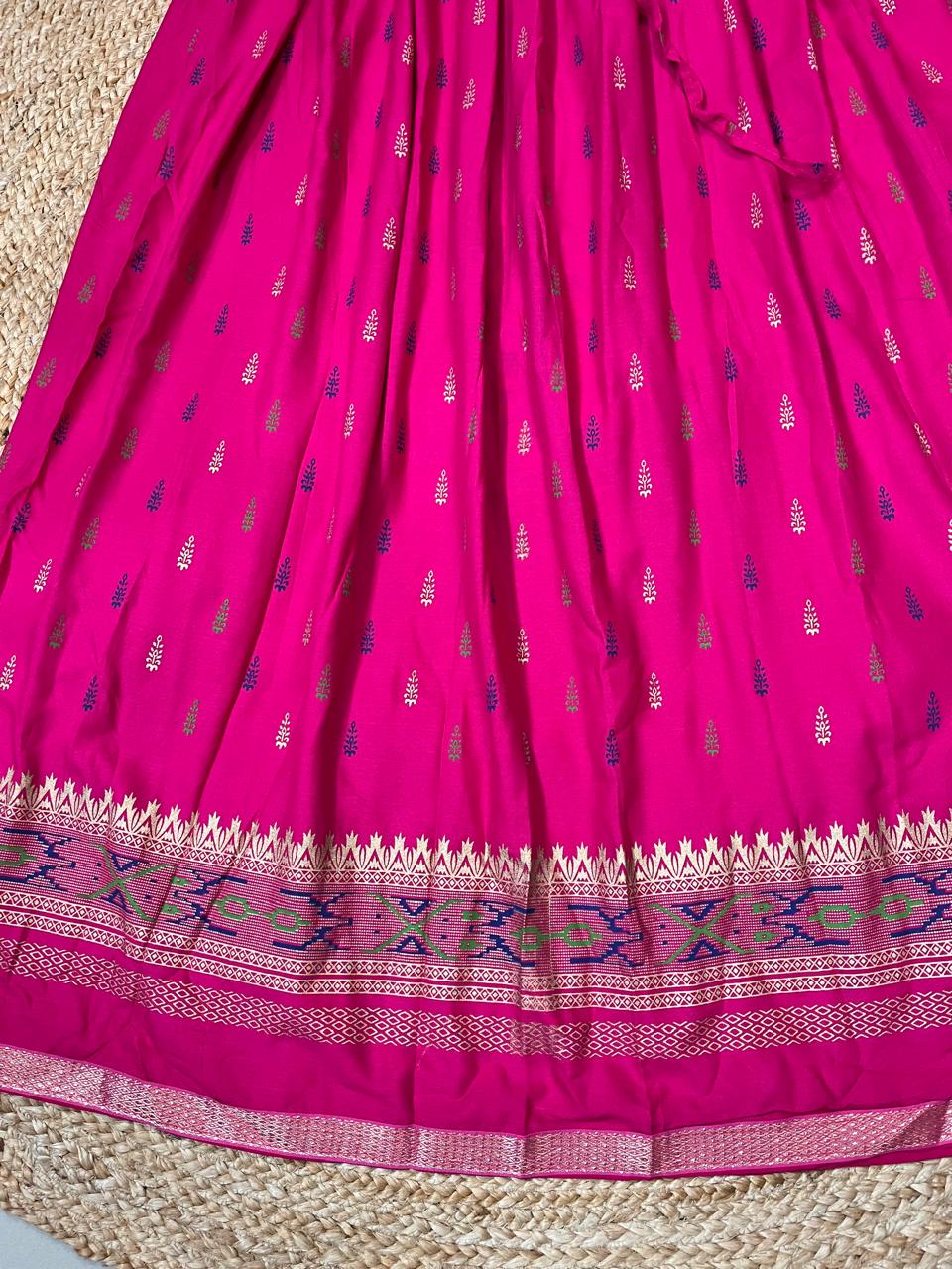 Rayon Fuchsia Purnima Indian Skirt