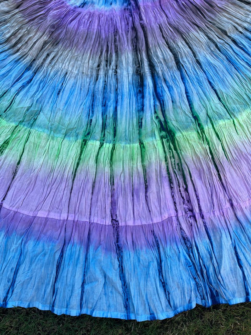 Shibori Multicolor Blue Purple Indian Skirt