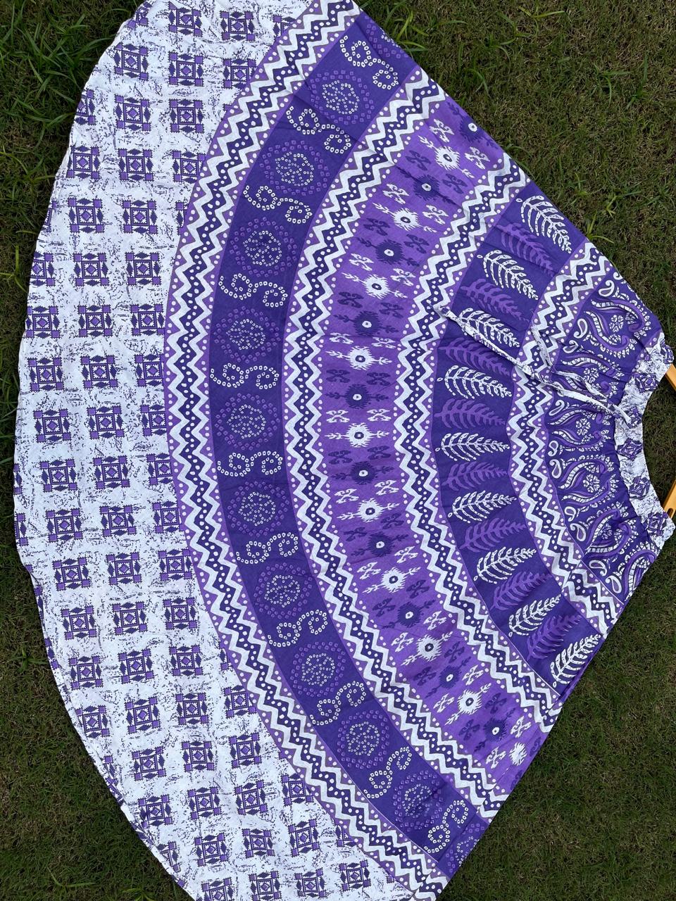 Boho Cotton Printed Purple Indian Skirt