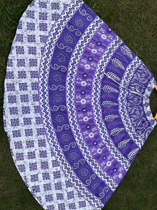 Boho Cotton Printed Purple Indian Skirt