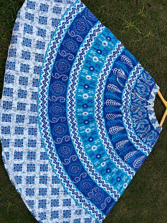 Boho Cotton Printed Blue Berry Indian Skirt