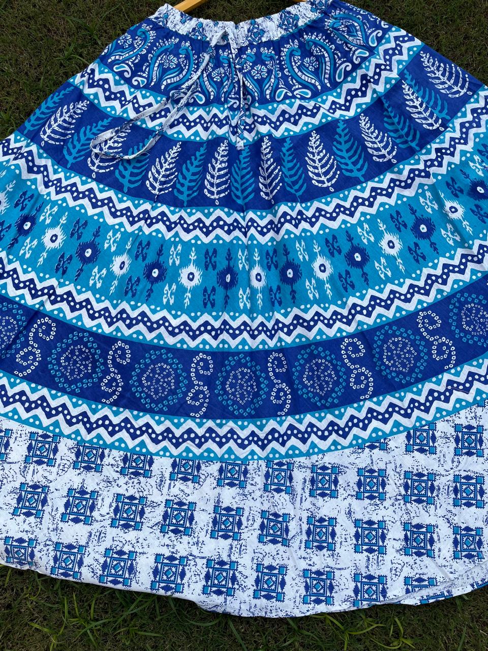 Boho Cotton Printed Blue Berry Indian Skirt