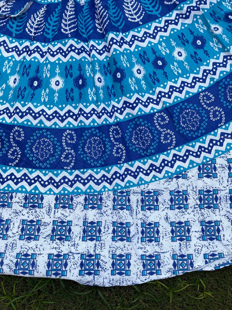 Boho Cotton Printed Blue Berry Indian Skirt