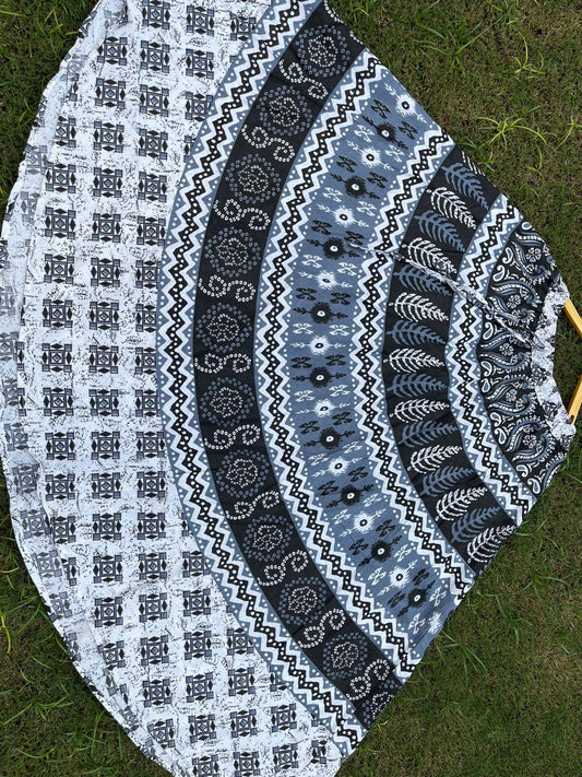 Boho Cotton Printed Gray Indian Skirt