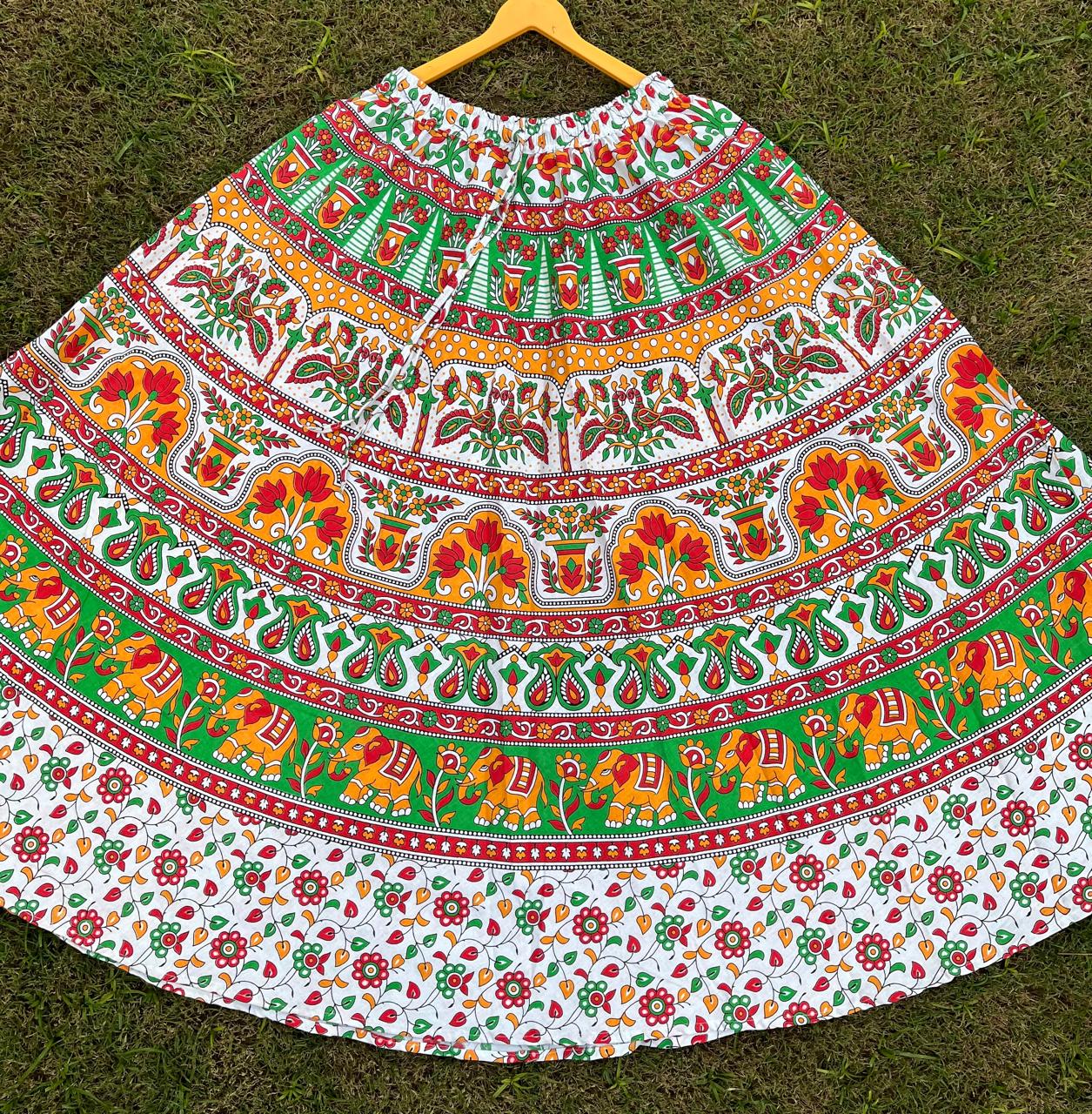 Boho Cotton Printed Multicolor Rini Indian Skirt