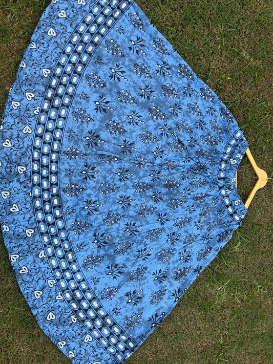 Boho Cotton Printed Blue Dora Indian Skirt