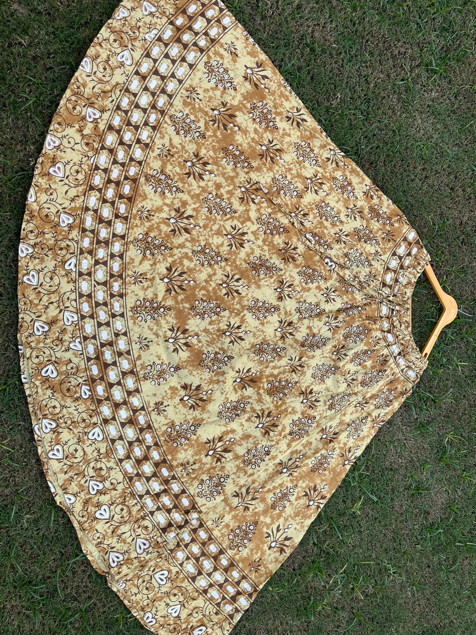 Boho Cotton Printed Yellow Indian Skirt