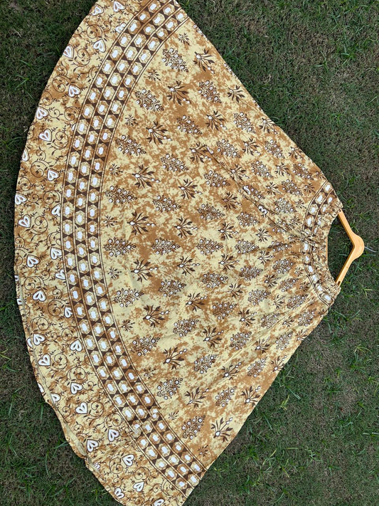 Boho Cotton Printed Yellow Indian Skirt
