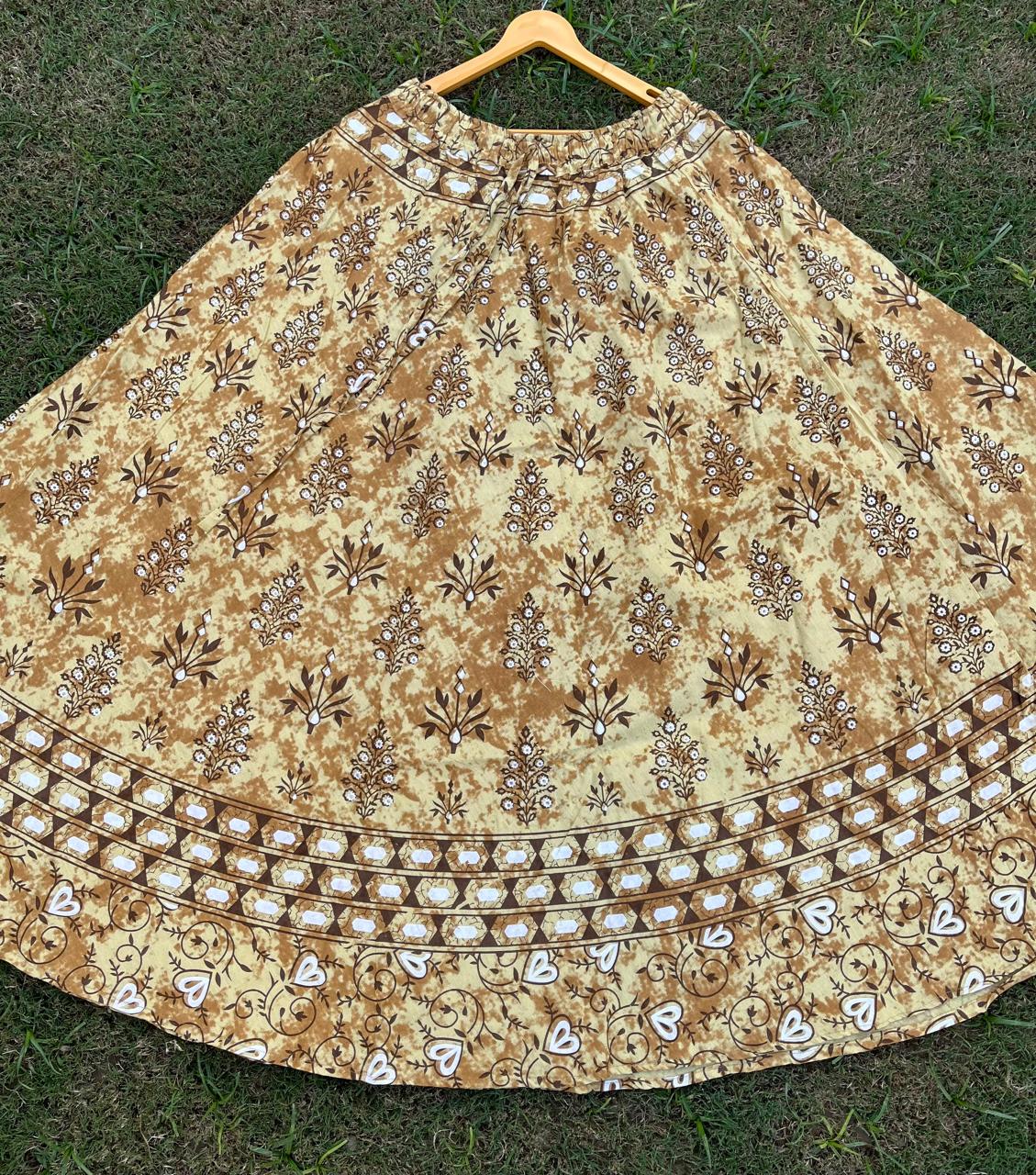 Boho Cotton Printed Yellow Indian Skirt