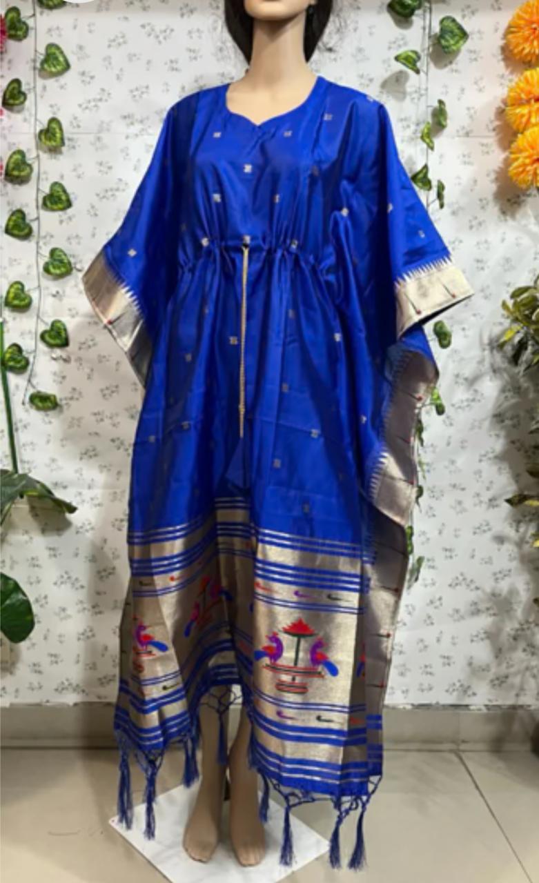 Royal Blue Paithani Silk Rani Sa Kaftan