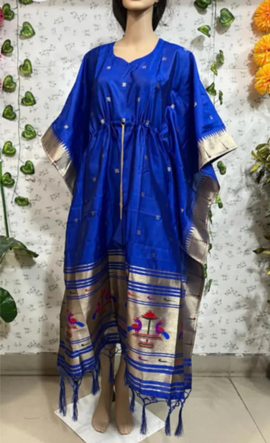 Royal Blue Paithani Silk Rani Sa Kaftan
