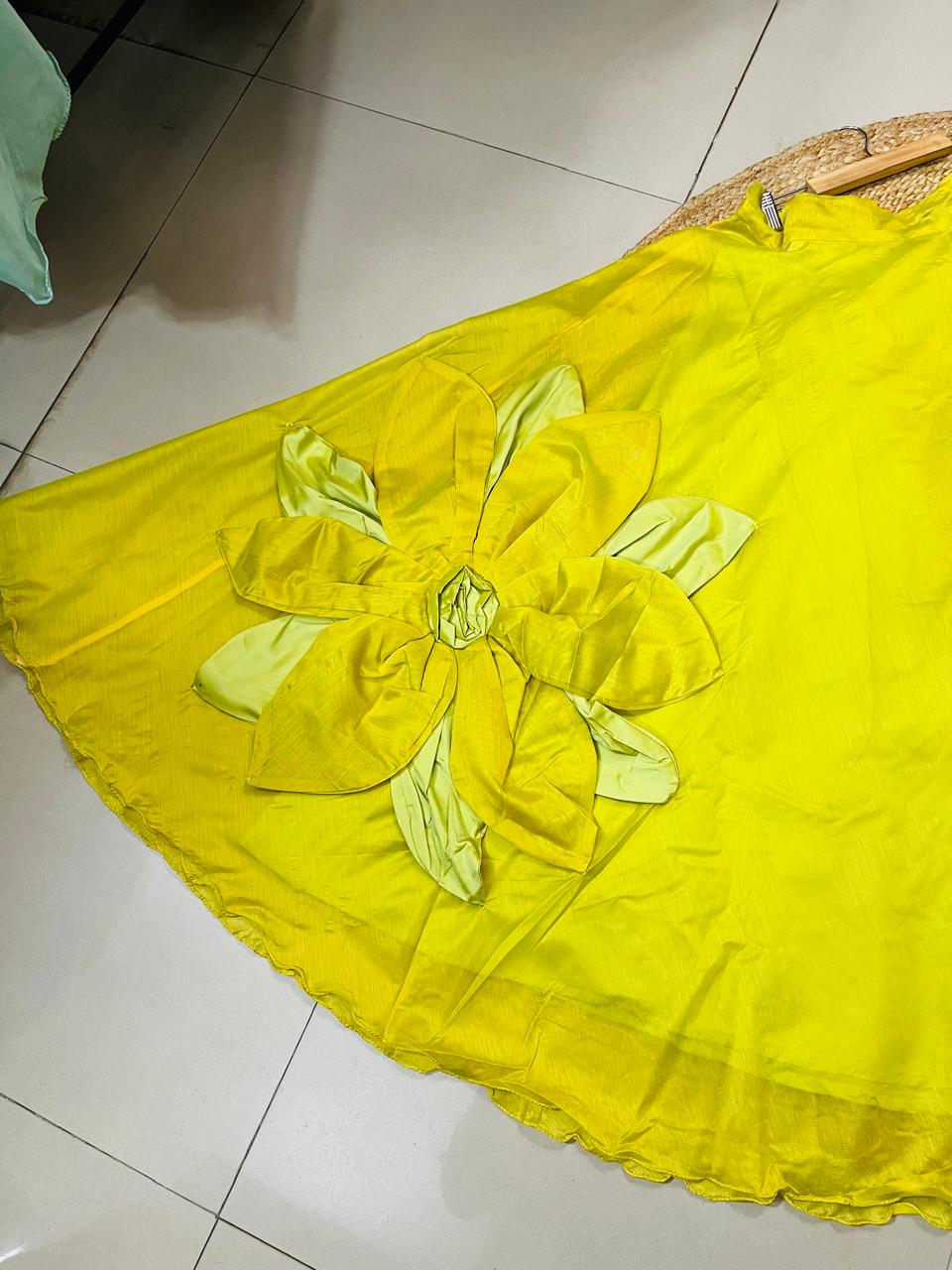 Chanderi Silk Yellow Yashi Festive Lehenga