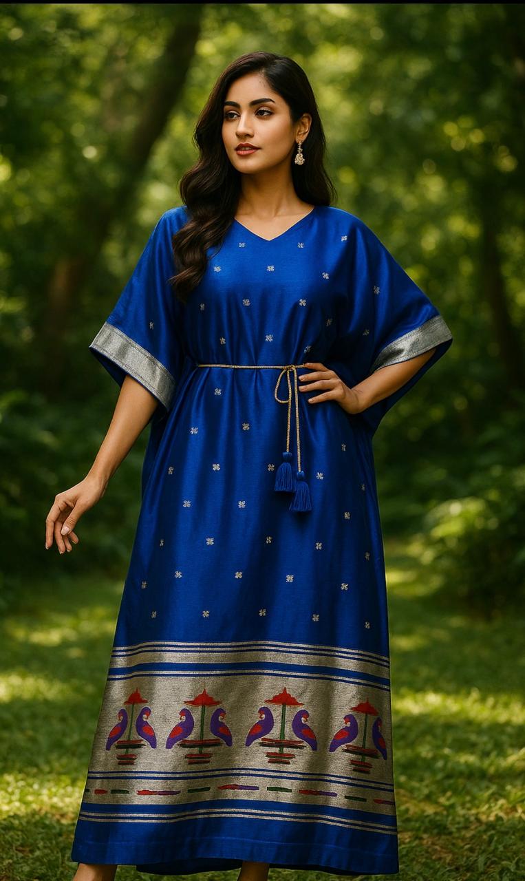 Royal Blue Paithani Silk Rani Sa Kaftan