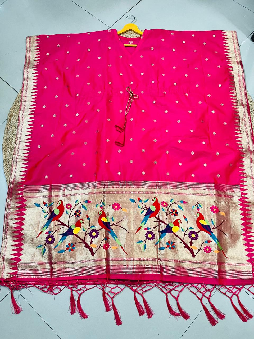 Fuchsia Paithani Silk Mohini kaftan