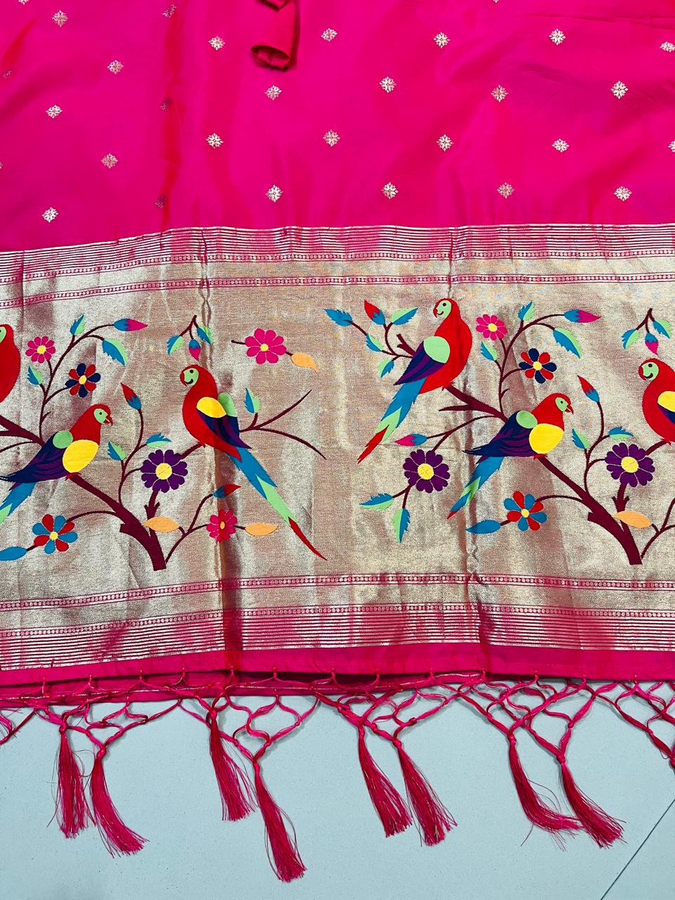 Fuchsia Paithani Silk Mohini kaftan