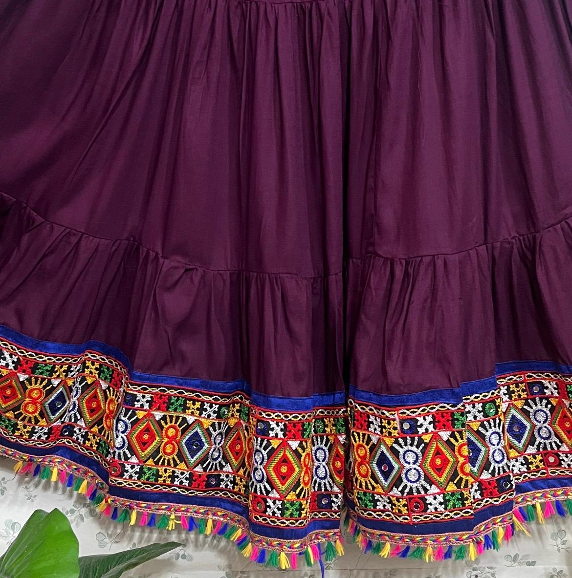 Kutch Wine Shipra Rayon Indian Skirt