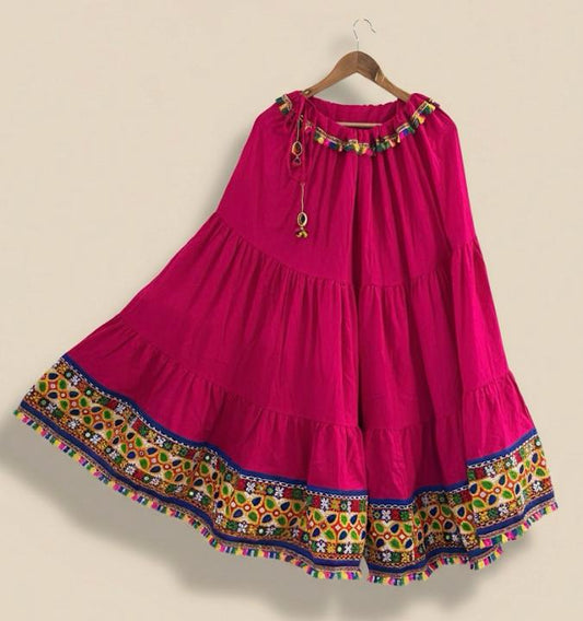Kutch Fuchsia Rushali Rayon Indian Skirt