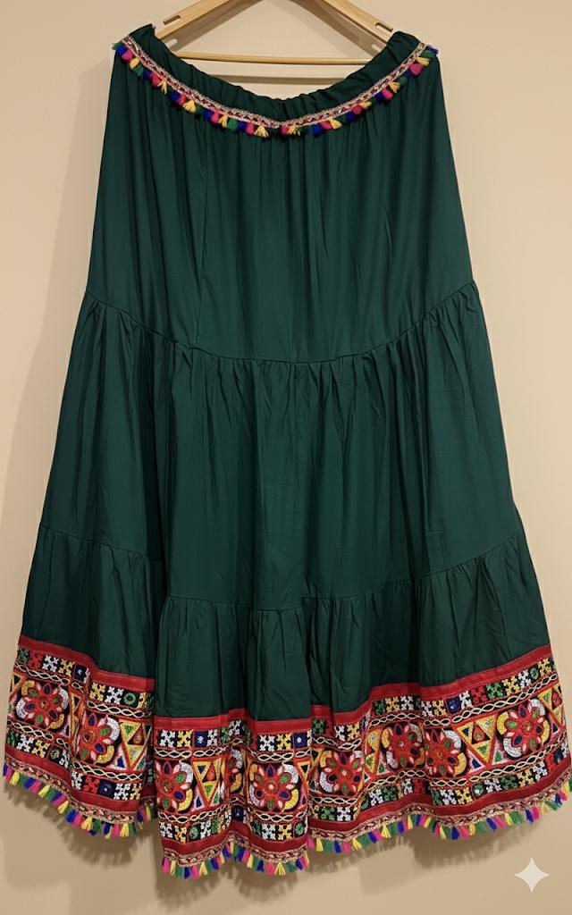 Kutch Green Ginni Rayon Indian Skirt