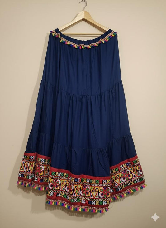 Kutch Navy Blue Nidhi Rayon Indian Skirt