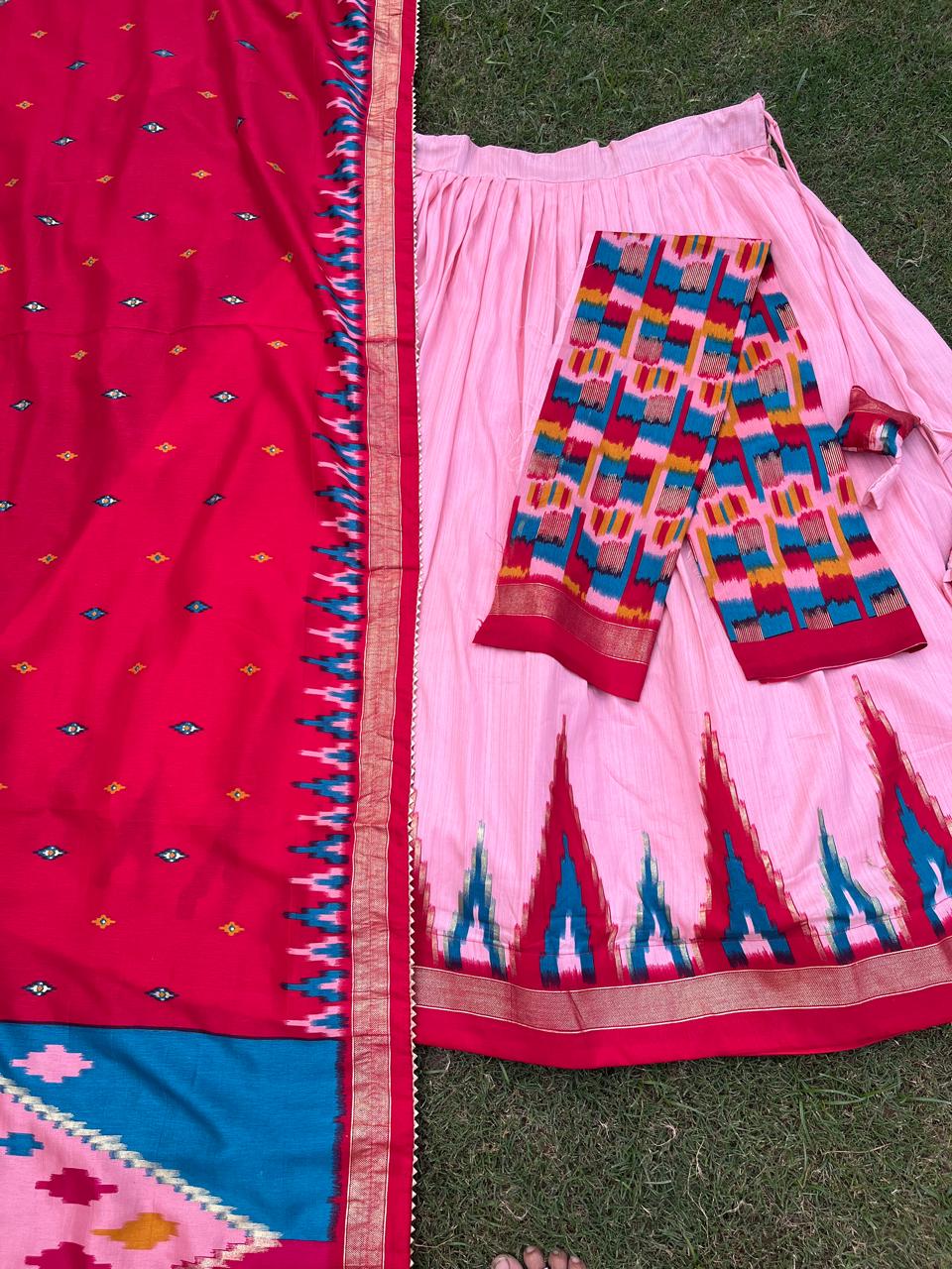 Tussar Silk Pink Prachi Festive Lehenga