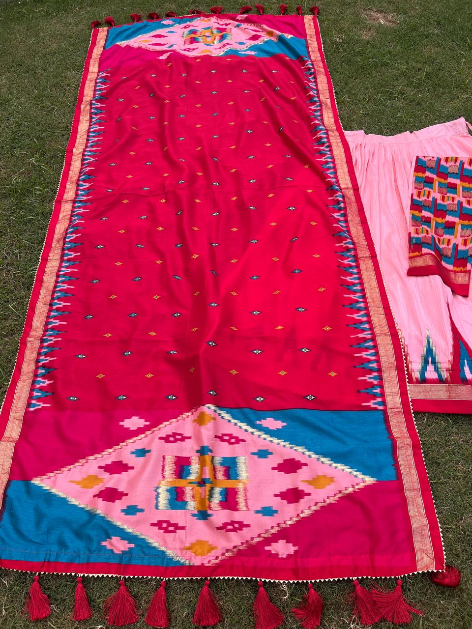 Tussar Silk Pink Prachi Festive Lehenga