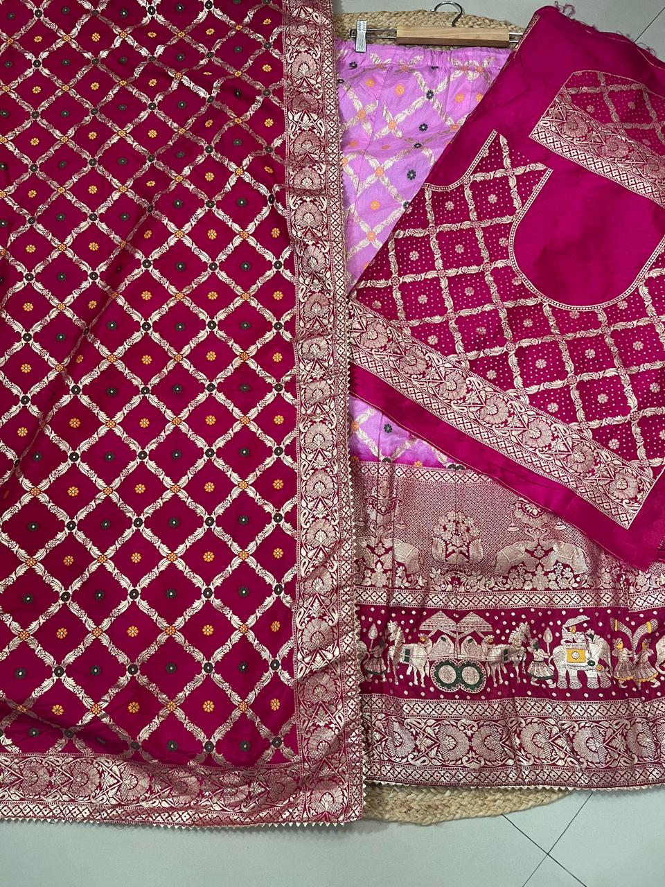 Banarasi Dola Silk Pink Bela Wedding Lehenga