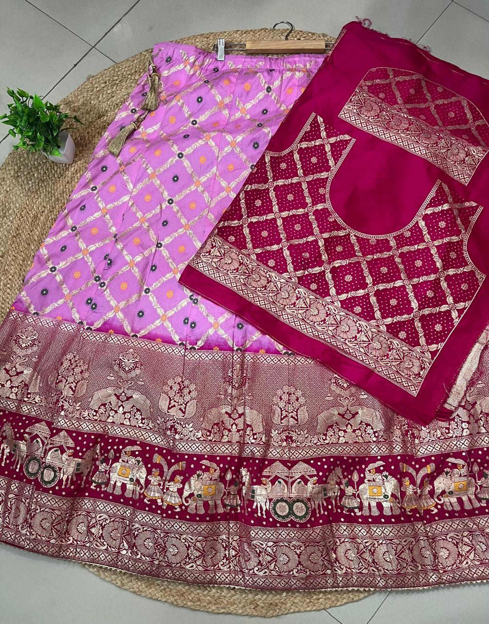 Banarasi Dola Silk Pink Bela Wedding Lehenga
