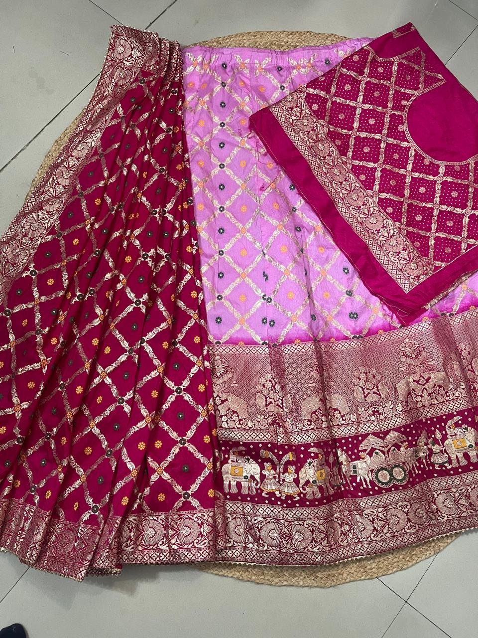 Banarasi Dola Silk Pink Bela Wedding Lehenga