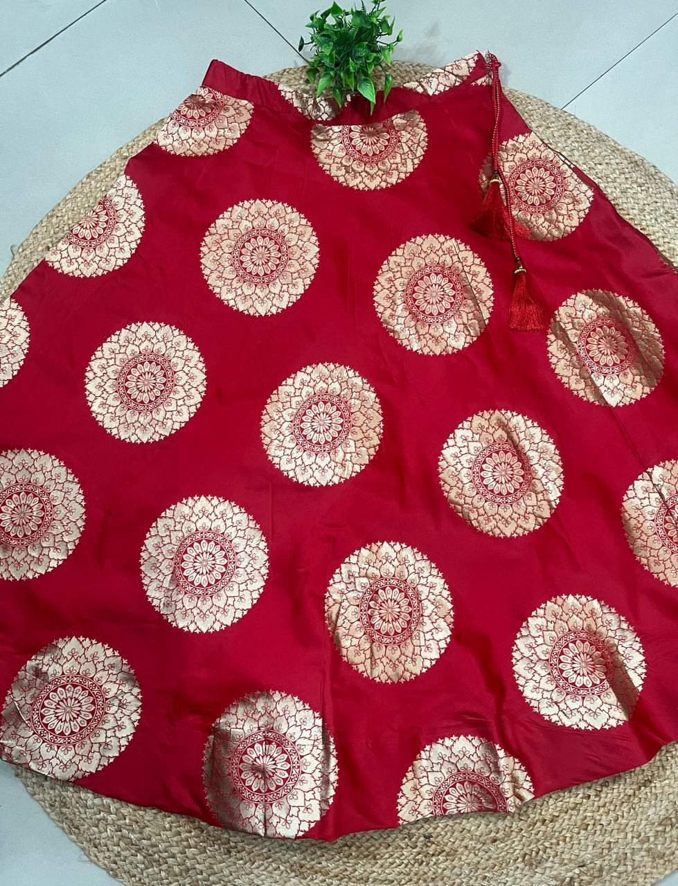 Red Ranu Silk Festive Lehenga