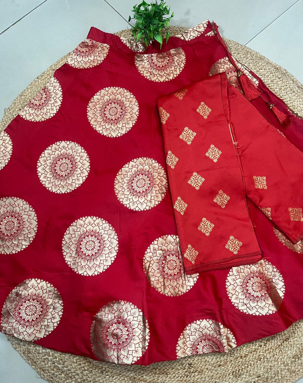 Red Ranu Silk Festive Lehenga